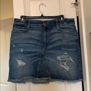 Distressed Denim Skirt